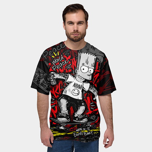 Мужская футболка оверсайз Татуированный барт / 3D-принт – фото 3