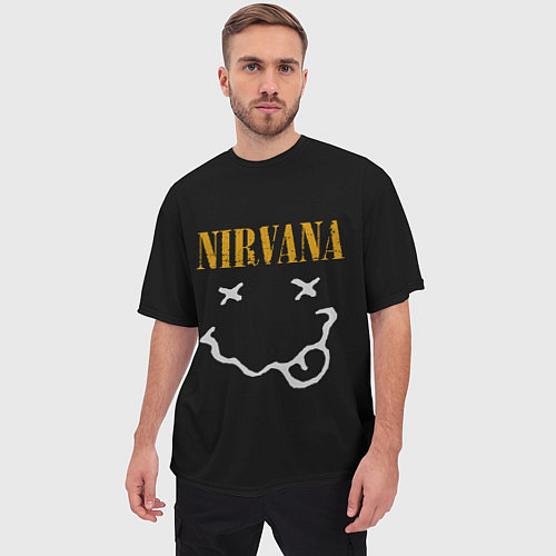 Мужская футболка оверсайз Nirvana rock music / 3D-принт – фото 3