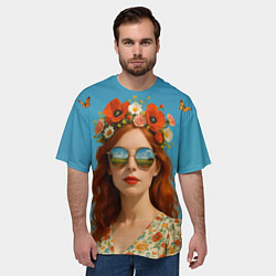 Футболка оверсайз мужская Девушка в очках, цвет: 3D-принт — фото 2