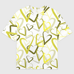 Футболка оверсайз мужская Зеленые сердца, цвет: 3D-принт