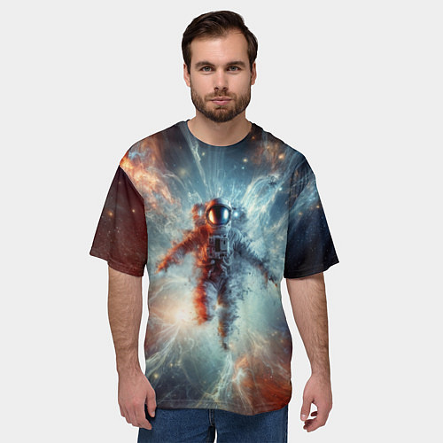 Мужская футболка оверсайз Космонавт в космической туманности / 3D-принт – фото 3