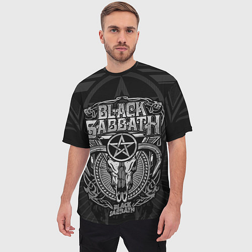 Мужская футболка оверсайз Black Sabbath - goat skull / 3D-принт – фото 3