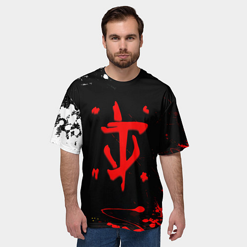 Мужская футболка оверсайз Doom краски всплеск / 3D-принт – фото 3