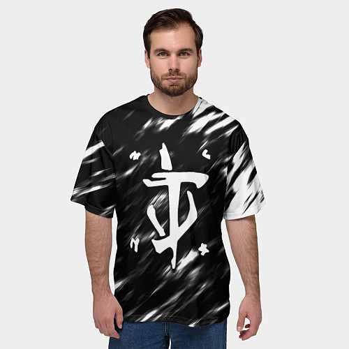 Мужская футболка оверсайз Doom штрихи красок / 3D-принт – фото 3