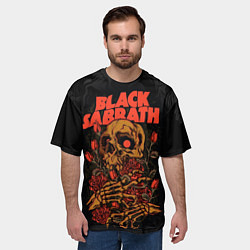 Футболка оверсайз мужская Black Sabbath skeleton with roses, цвет: 3D-принт — фото 2