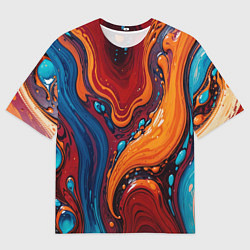 Футболка оверсайз мужская Пламя и синева, цвет: 3D-принт