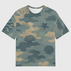 Футболка оверсайз мужская Подводный текстурный камуфляж, цвет: 3D-принт
