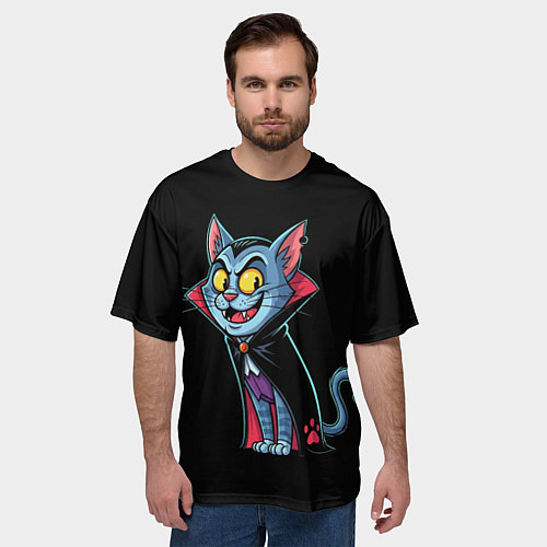 Мужская футболка оверсайз Котодракула / 3D-принт – фото 3