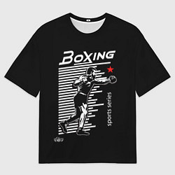 Футболка оверсайз мужская Бокс - тяжело в учебе легко в бою, цвет: 3D-принт