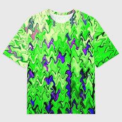 Футболка оверсайз мужская Ярко-зелёный стекающая абстаркция, цвет: 3D-принт