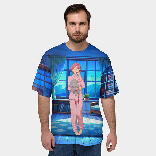 Мужская футболка оверсайз Сиратори Айра хочет спать / 3D-принт – фото 3