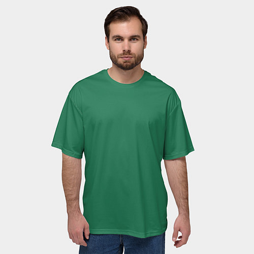Мужская футболка оверсайз Изумруд однотонный / 3D-принт – фото 3