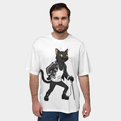 Футболка оверсайз мужская Кот - Фредди Меркьюри, цвет: 3D-принт — фото 2
