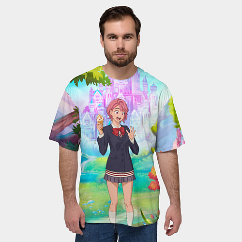 Мужская футболка оверсайз Дандадан Сиратори Айра держит мороженое / 3D-принт – фото 3