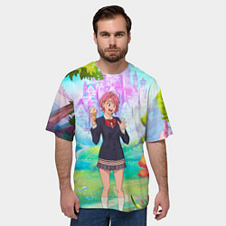 Футболка оверсайз мужская Дандадан Сиратори Айра держит мороженое, цвет: 3D-принт — фото 2