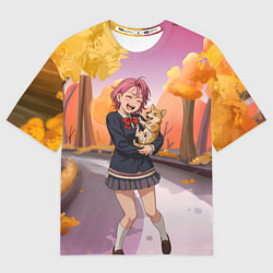 Футболка оверсайз мужская Сиратори Айра Дандадан с щенком, цвет: 3D-принт