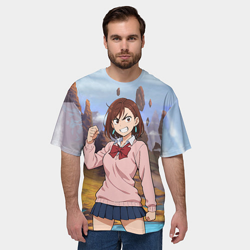 Мужская футболка оверсайз Сиратори Айра злая - Дандадан / 3D-принт – фото 3