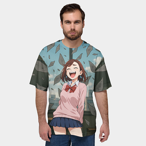 Мужская футболка оверсайз Сиратори Айра смеется - Дандадан / 3D-принт – фото 3