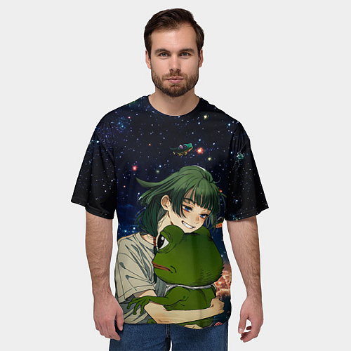 Мужская футболка оверсайз МаоМао и Лягушонок Пепе - Монолог Фармацевта / 3D-принт – фото 3