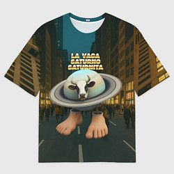 Футболка оверсайз мужская La Vaca Saturno Saturnita мем, цвет: 3D-принт