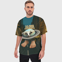 Футболка оверсайз мужская La Vaca Saturno Saturnita мем, цвет: 3D-принт — фото 2
