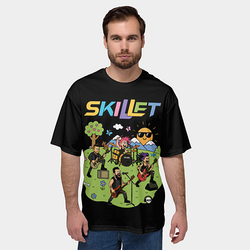 Мужская футболка оверсайз Скиллет мультяшный стиль / 3D-принт – фото 3