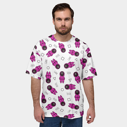 Мужская футболка оверсайз Персонажи корейского сериала игра в кальмара / 3D-принт – фото 3