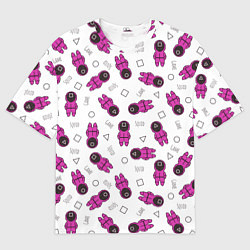 Футболка оверсайз мужская Персонажи корейского сериала игра в кальмара, цвет: 3D-принт