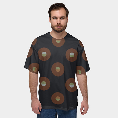 Мужская футболка оверсайз Black coffee moon drops pattern / 3D-принт – фото 3