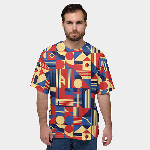 Мужская футболка оверсайз Геометрический карнавал / 3D-принт – фото 3