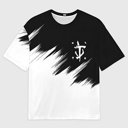 Футболка оверсайз мужская Doom краски черно белый, цвет: 3D-принт