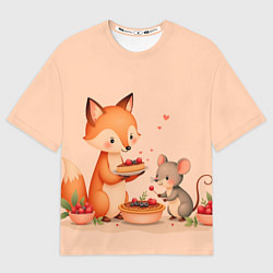 Футболка оверсайз мужская Пироги с лисой, цвет: 3D-принт