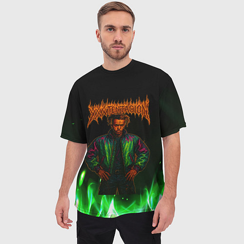 Мужская футболка оверсайз XXXTentacion hardcore / 3D-принт – фото 3