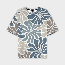 Футболка оверсайз мужская Цветы blue and beige pattern, цвет: 3D-принт