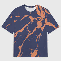 Мужская футболка оверсайз Разломы на синем