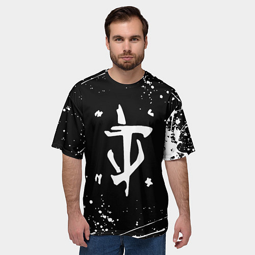 Мужская футболка оверсайз Doom краски белые / 3D-принт – фото 3