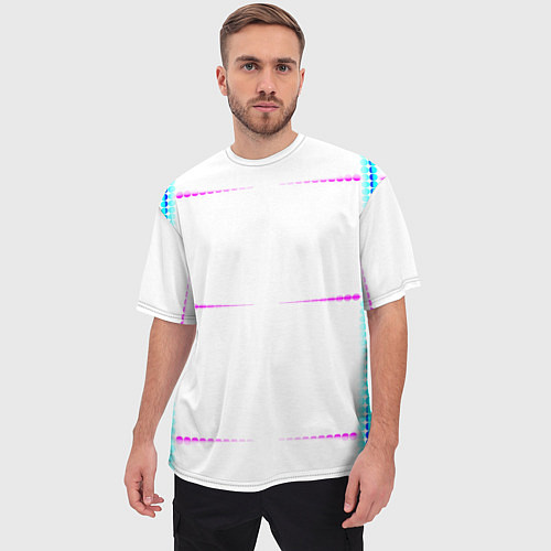 Мужская футболка оверсайз Color white blue pink stripes / 3D-принт – фото 3