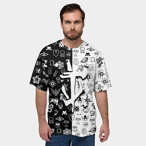 Мужская футболка оверсайз Doom ачивки паттерн / 3D-принт – фото 3