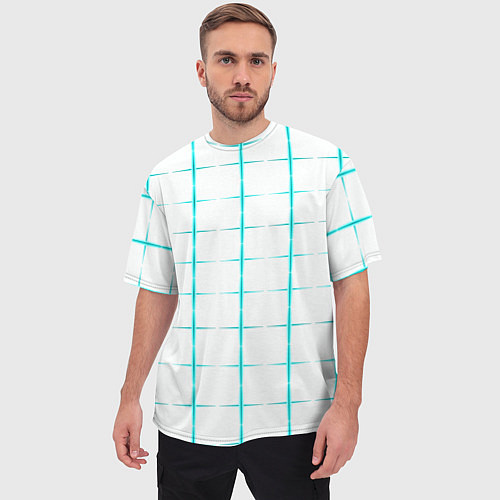Мужская футболка оверсайз Color white light blue crosses / 3D-принт – фото 3