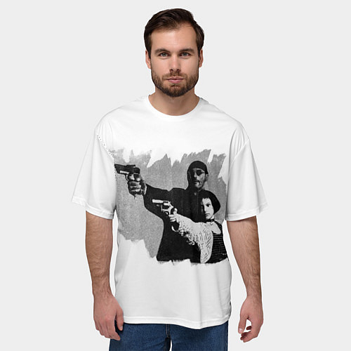 Мужская футболка оверсайз Леон рисунок / 3D-принт – фото 3