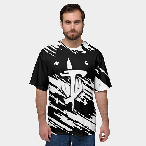 Мужская футболка оверсайз Doom краски полосы / 3D-принт – фото 3