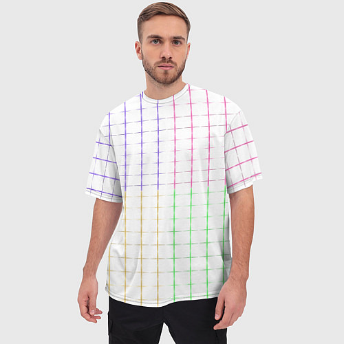 Мужская футболка оверсайз Color white multicolored stripes / 3D-принт – фото 3
