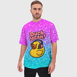 Футболка оверсайз мужская Duck yeah - утка в наушниках, цвет: 3D-принт — фото 2