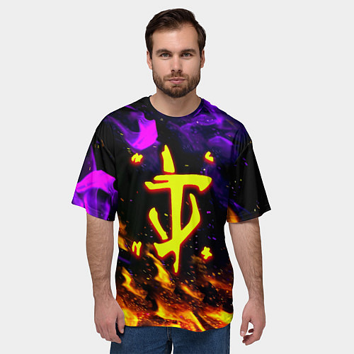 Мужская футболка оверсайз Doom огненный стиль / 3D-принт – фото 3