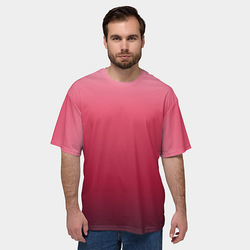 Мужская футболка оверсайз Градиент гранатовый / 3D-принт – фото 3