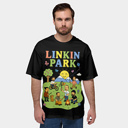 Футболка оверсайз мужская Linkin Park, мультяшный стиль, цвет: 3D-принт — фото 2