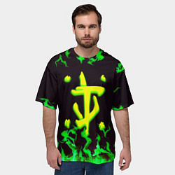 Футболка оверсайз мужская Doom зелёный огонь, цвет: 3D-принт — фото 2