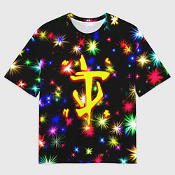 Футболка оверсайз мужская Doom новогодние искры, цвет: 3D-принт