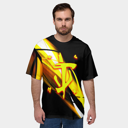 Мужская футболка оверсайз Doom геометрия из полос / 3D-принт – фото 3