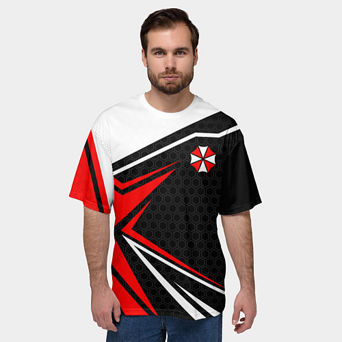 Мужская футболка оверсайз Umbrella - red uniform / 3D-принт – фото 3